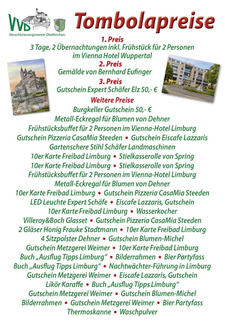 Tombola beim Anlagenfest am 31. August