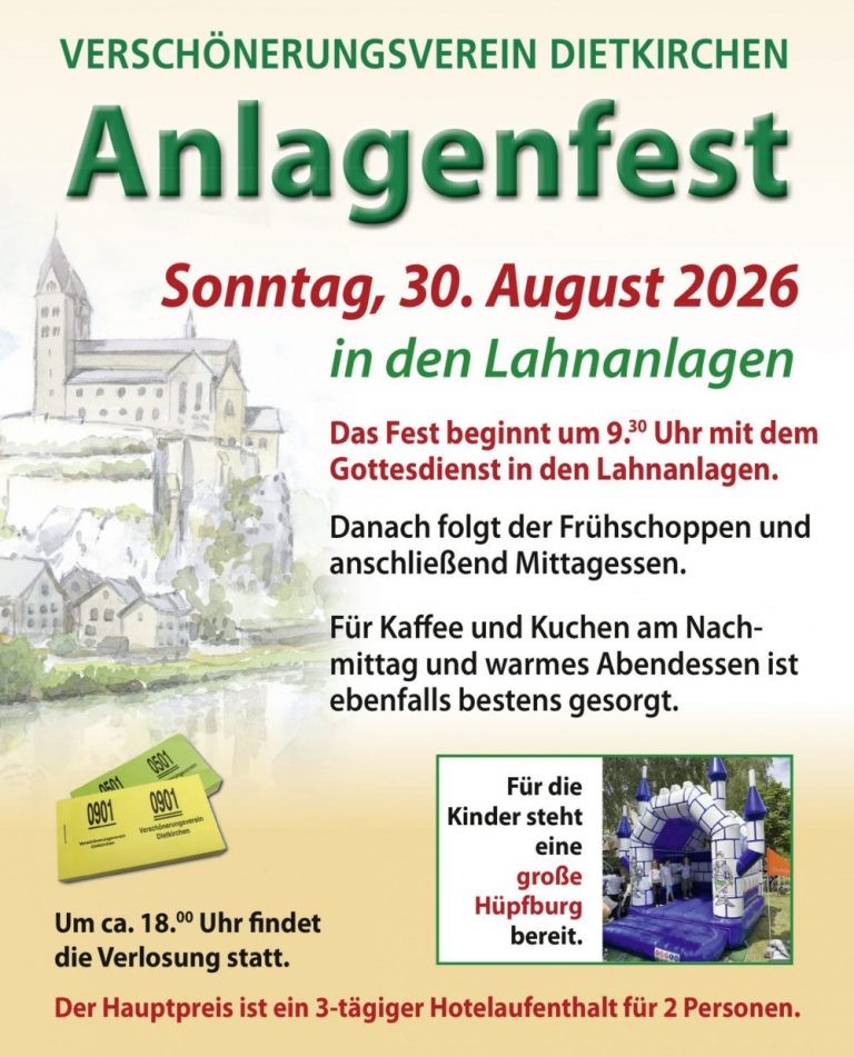 Anlagenfest am 30. August 2026