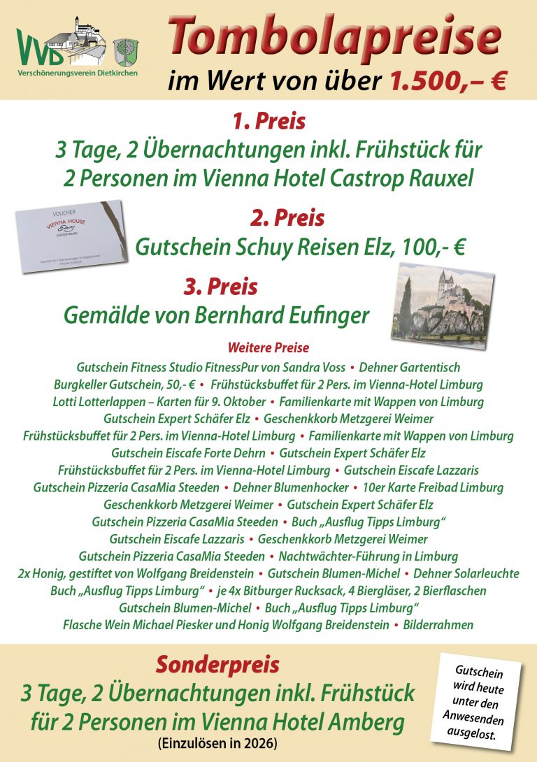 Tombola beim Anlagenfest am 30. August